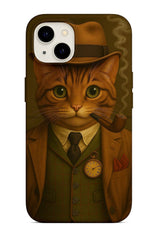Custom Phone Case  featuring a classic portrait of a dapper orange tabby cat dressed as a gentleman. This sophisticated and durable case, showing the cat with a hat and pipe, is a perfect custom gift for any pet lover with an appreciation for vintage style.